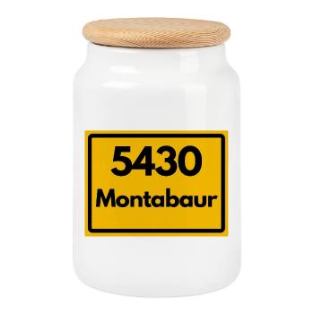 OLD POSTCODE POSTCODE RETRO 5430 MONTABAUR - Cookie Jar with Wooden Lid - white - Front