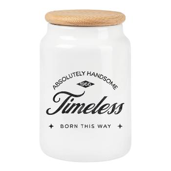 Vintage Born This Way – Absolutely Handsome 60 - Cookie Jar with Wooden Lid - white - Front
