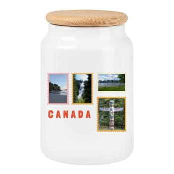 Collège Canada Nature & Culture - Boîte à biscuits avec couvercle en bois - blanc - Devant