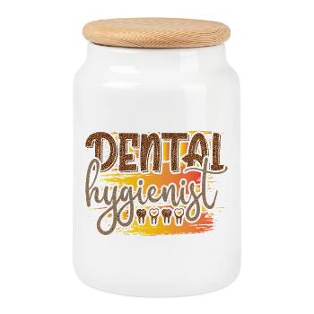 Script du coucher du sol hygiéniste léopard - Boîte à biscuits avec couvercle en bois - blanc - Devant
