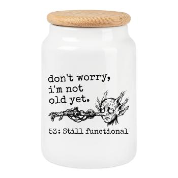 53rd Birthday - 53rd Anniversary Humor Gift - Cookie Jar with Wooden Lid - white - Front