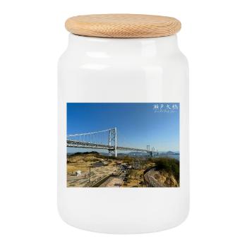 Grand pont de Seto - Boîte à biscuits avec couvercle en bois - blanc - Devant