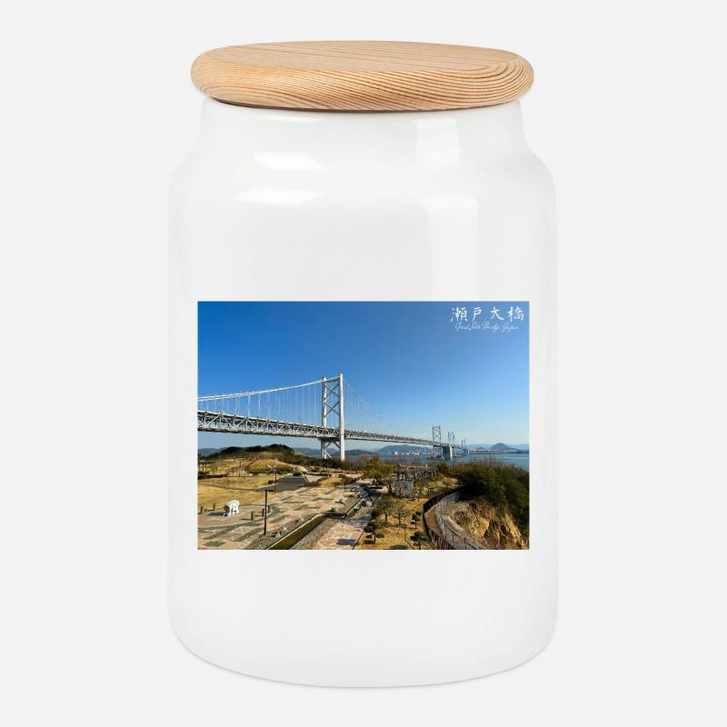 Große Seto-Brücke - Keksdose mit Holzdeckel - Weiß
