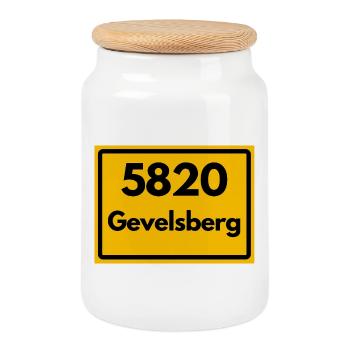 OLD POSTCODE POSTCODE RETRO 5820 GEVELSBERG - Cookie Jar with Wooden Lid - white - Front