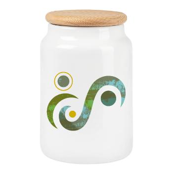 Yoga design_4 - Cookie Jar with Wooden Lid - white - Front