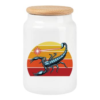 Zodiaque rétro du Scorpion pour les amoureux du Scorpion - Boîte à biscuits avec couvercle en bois - blanc - Devant