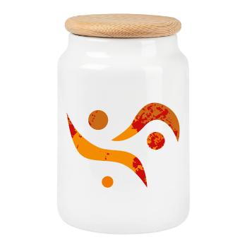 Yoga design_35 - Cookie Jar with Wooden Lid - white - Front