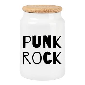 Punkrock-Musik-Logo-Design - Keksdose mit Holzdeckel - Weiß - Vorne