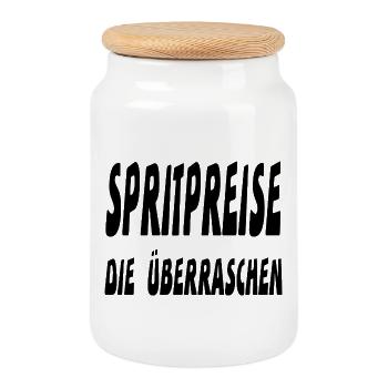 Benzin - Keksdose mit Holzdeckel - Weiß - Vorne