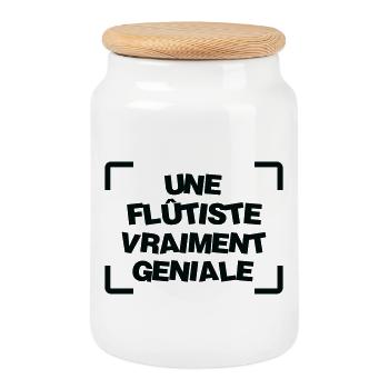 Une flûtiste vraiment géniale humour musique - Boîte à biscuits avec couvercle en bois - blanc - Devant