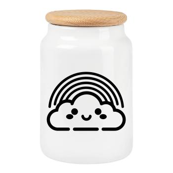rainbow - Cookie Jar with Wooden Lid - white - Front