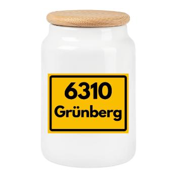 ALTE POSTLEITZAHL PLZ RETRO 6310 GRÜBERG HEIMAT - Keksdose mit Holzdeckel - Weiß - Vorne