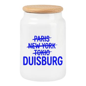 Duisburg, Ruhrpott, Quartier de la Ruhr Hoodie de la ville, Mug - Boîte à biscuits avec couvercle en bois - blanc - Devant