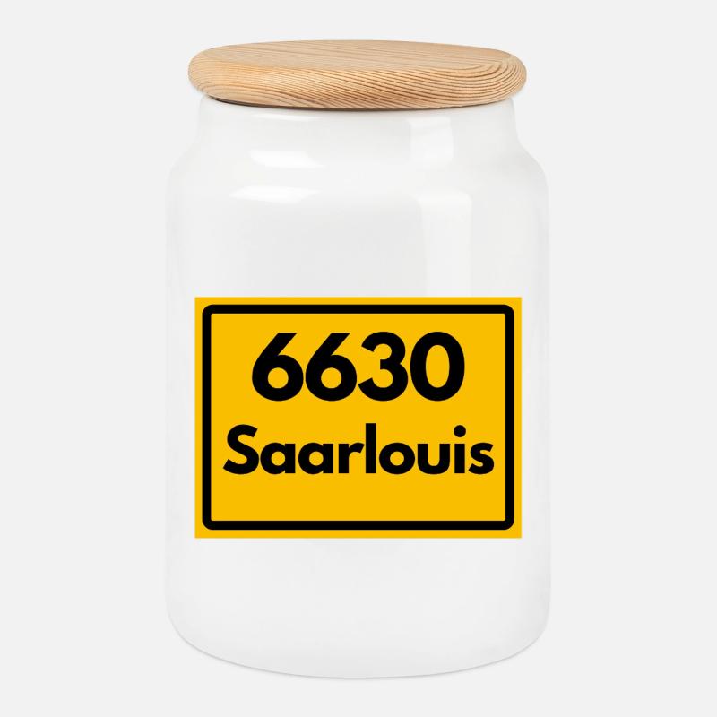 ANCIEN CODE POSTAL RÉTRO 6630 SAARLOUIS HEIMAT - Boîte à biscuits avec couvercle en bois - blanc