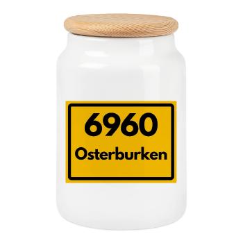 ALTE POSTLEITZAHL PLZ RETRO 6960 OSTERBURKEN BW - Keksdose mit Holzdeckel - Weiß - Vorne