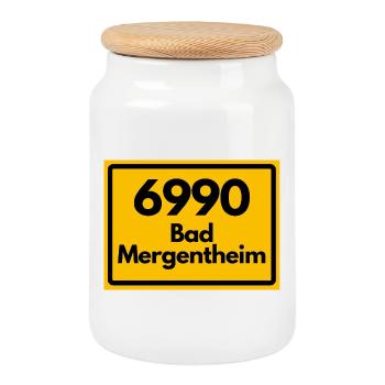 OLD POSTCODE POSTCODE RETRO 6990 BAD MERGENTHEIM - Cookie Jar with Wooden Lid - white - Front