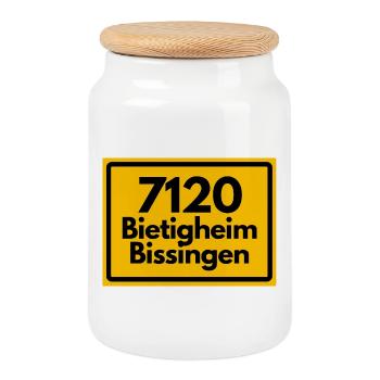 ALTE POSTLEITZAHL PLZ 7120 BIETIGHEIM BISSINGEN - Keksdose mit Holzdeckel - Weiß - Vorne