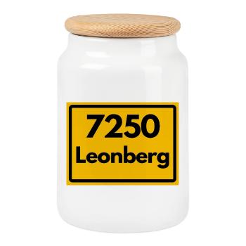 OLD POSTCODE ZIP CODE RETRO 7250 LEONBERG HEIMAT - Cookie Jar with Wooden Lid - white - Front
