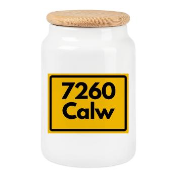 ALTE POSTLEITZAHL PLZ RETRO 7260 CALW HEIMATSTOLZ  - Keksdose mit Holzdeckel - Weiß - Vorne