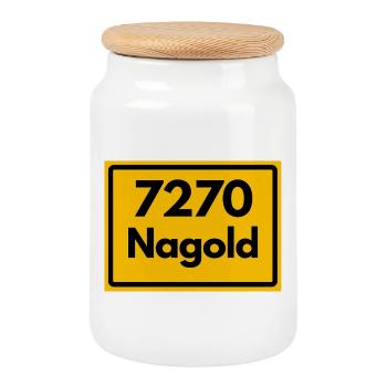 ALTE POSTLEITZAHL PLZ 7270 NAGOLD HEIMATSTOLZ  - Keksdose mit Holzdeckel - Weiß - Vorne