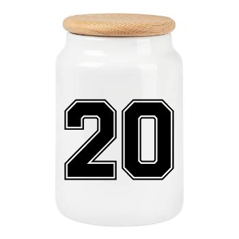 20 - Cookie Jar with Wooden Lid - white - Front