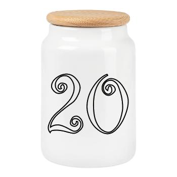 20. 20th ANNIVERSARY. 20 YEARS ANNIVERSARY. 20 YEARS. - Cookie Jar with Wooden Lid - white - Front