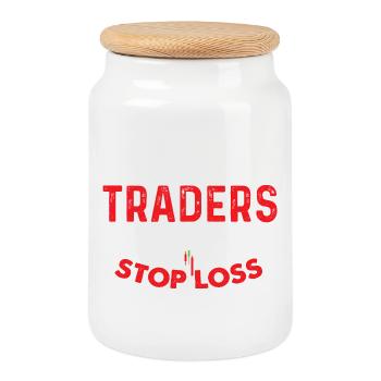 5 von 4 Händlern bewegen sich mit Stop-Loss-Humor - Keksdose mit Holzdeckel - Weiß - Vorne