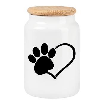 Les chiens adorent - Boîte à biscuits avec couvercle en bois - blanc - Devant