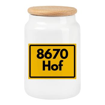 ALTE POSTLEITZAHL PLZ 8670 HOF HEIMATSTOLZ RETRO - Keksdose mit Holzdeckel - Weiß - Vorne