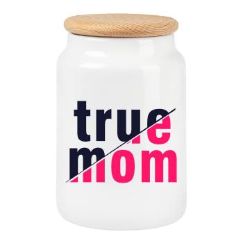 Vraie Maman, Mère Amour Authenticité, Art - Boîte à biscuits avec couvercle en bois - blanc - Devant