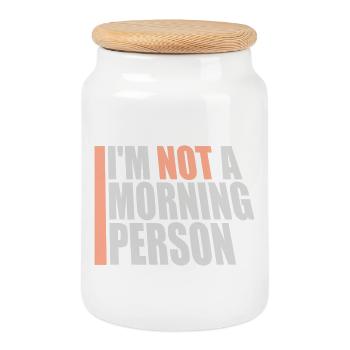 Je ne suis pas une personne du matin Lustig Müde Morgenmuffel - Boîte à biscuits avec couvercle en bois - blanc - Devant