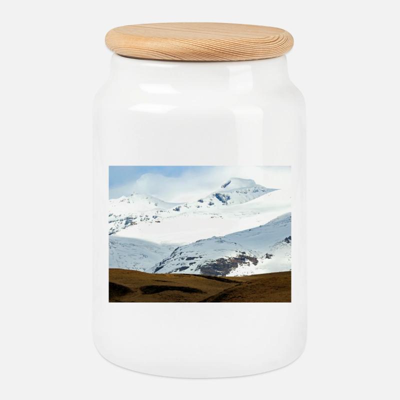 Winterlandschaft in Island - Keksdose mit Holzdeckel - Weiß