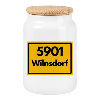 OLD POSTCODE POSTCODE RETRO 5901 WILNSDORF HEIMAT - Cookie Jar with Wooden Lid - white - Front