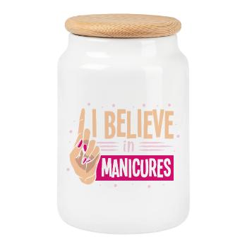 Nail Designer Nail Designer Cosmetics Nail Salon - Cookie Jar with Wooden Lid - white - Front