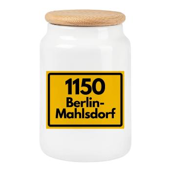ALTE POSTLEITZAHL PLZ 1150 BERLIN MAHLSDORF HEIMAT - Keksdose mit Holzdeckel - Weiß - Vorne