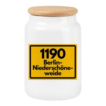 ALTE POSTLEITZAHL PLZ 1160 BERLIN OBERSCHÖNEWEIDE  - Keksdose mit Holzdeckel - Weiß - Vorne