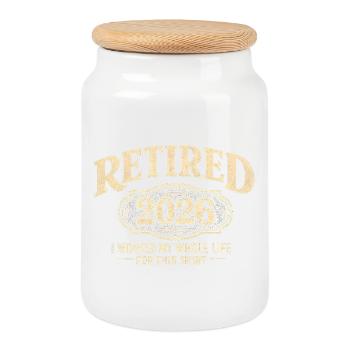 Pension 2026 – c’est ce à quoi je me prépare toute ma vie - Boîte à biscuits avec couvercle en bois - blanc - Devant
