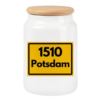 ALTE POSTLEITZAHL PLZ RETRO 1510 POTSDAM HEIMAT - Keksdose mit Holzdeckel - Weiß - Vorne