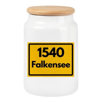 ALTE POSTLEITZAHL PLZ RETRO 1540 FALKENSEE HEIMAT - Keksdose mit Holzdeckel - Weiß - Vorne
