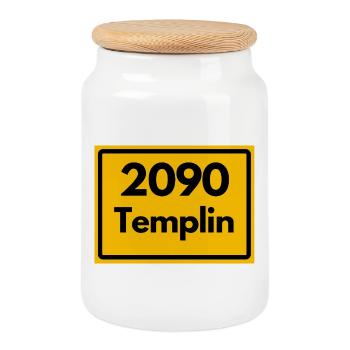 OLD POSTCODE POSTCODE RETRO 2090 TEMPLIN HEIMAT - Cookie Jar with Wooden Lid - white - Front