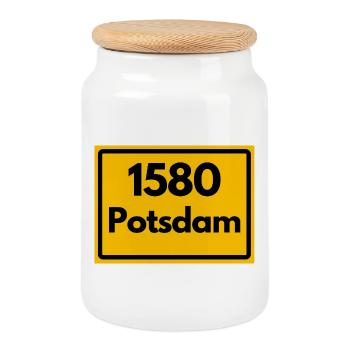 OLD POSTCODE POSTCODE RETRO 1580 POTSDAM HEIMAT - Cookie Jar with Wooden Lid - white - Front