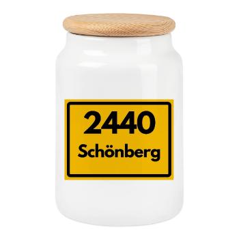 OLD POSTCODE POSTCODE RETRO 2440 SCHÖNBERG HEIMAT - Cookie Jar with Wooden Lid - white - Front