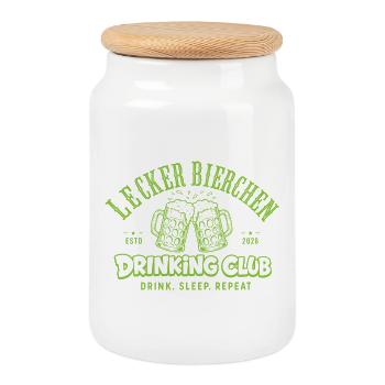 Club de Bière Délicieuse | Malle Daydrinking - Boîte à biscuits avec couvercle en bois - blanc - Devant