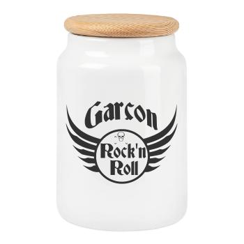 Boy Rock and Roll Skull Wings - Cookie Jar with Wooden Lid - white - Front