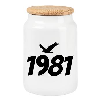 Graphique Eagle vintage 1981 - Boîte à biscuits avec couvercle en bois - blanc - Devant