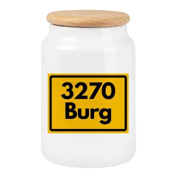 ALTE POSTLEITZAHL PLZ RETRO 3270 BURG HEIMATSTOLZ  - Keksdose mit Holzdeckel - Weiß - Vorne