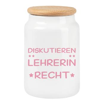 Lehrerin hat immer Recht - Lehrkraft Geschenk - Keksdose mit Holzdeckel - Weiß - Vorne