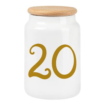 20 - Cookie Jar with Wooden Lid - white - Front