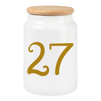 27 - Boîte à biscuits avec couvercle en bois - blanc - Devant
