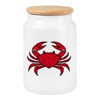Cancer – Protection & Strength - Cookie Jar with Wooden Lid - white - Front